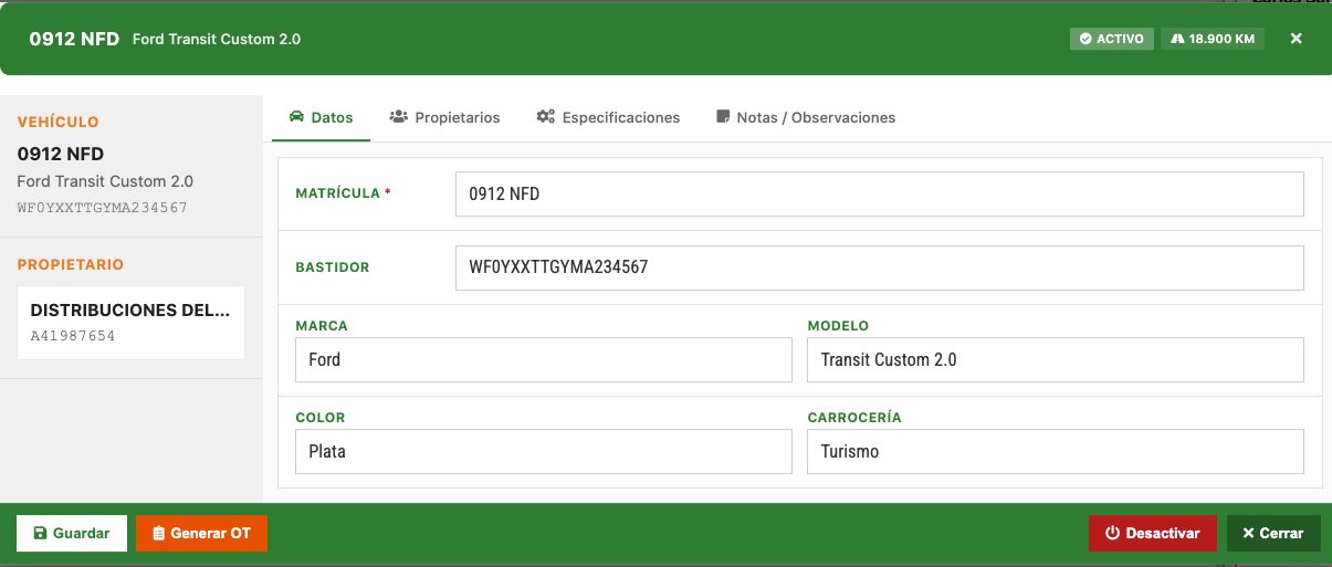 Datos vehículo