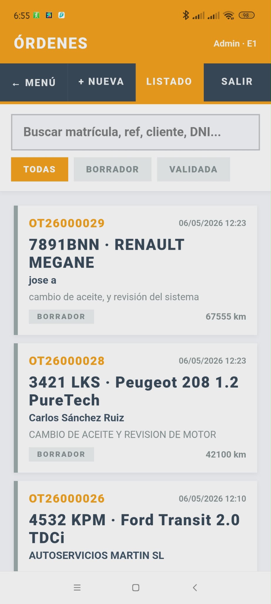 ISW Mobile dashboard